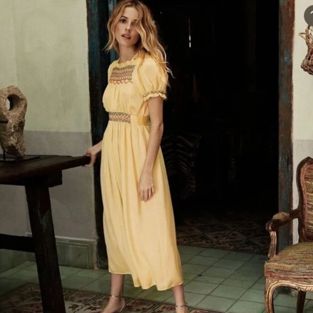 Doen yellow Silk Castalia Dress